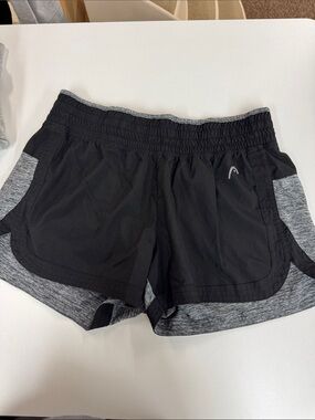 Head Black Athletic Shorts with Gray Heather Panels